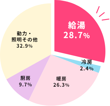 家庭の消費エネルギーの比較 円グラフ